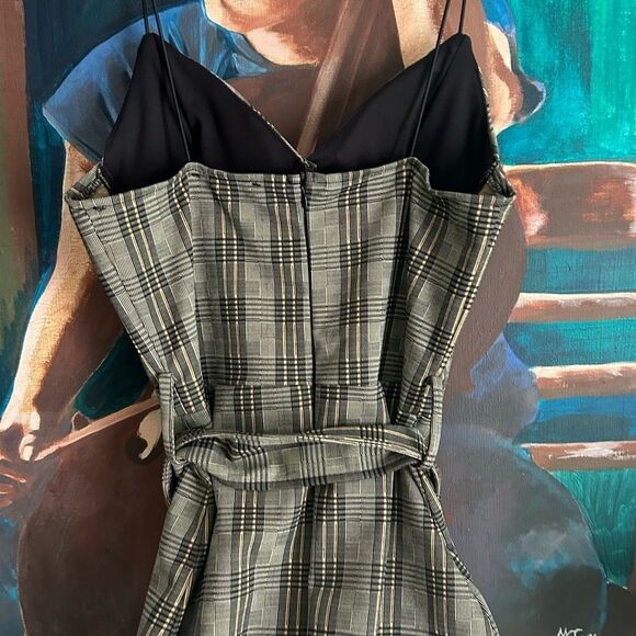 Fashion Nova Black and Tan Checkered Bodycon Dress Small - Picture 8 of 16